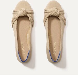 Rothy's Tan Knot Flats with Blue Detail